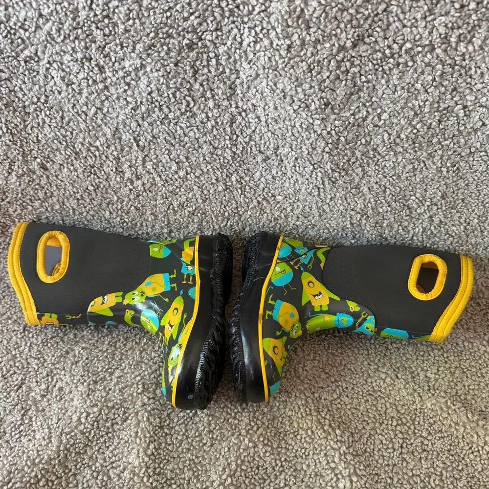 NWOB Bogs Kids Monster Print Cold Weather Rain Snow Waterproof Boots Sz US 10